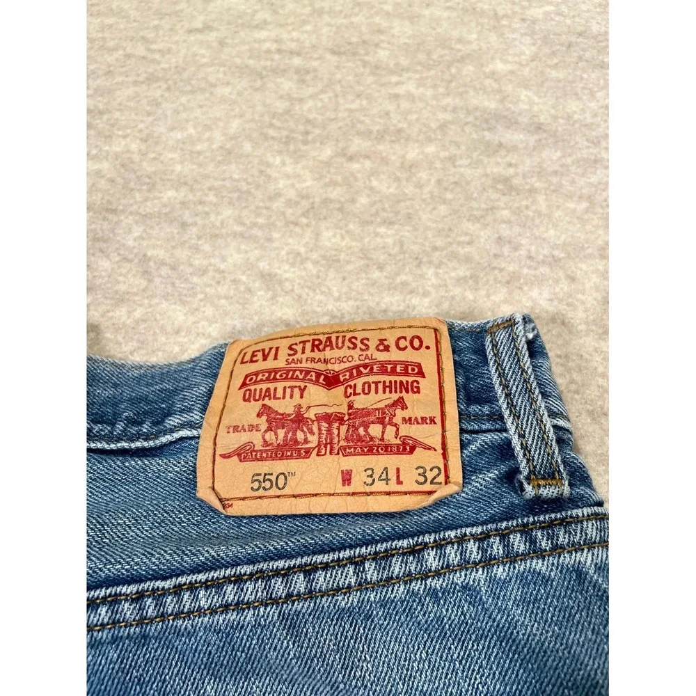Levi's 550 Authentic Relaxed Fit Jeans Mens 34x30 Blue Denim Cotton‎ Casual Wear